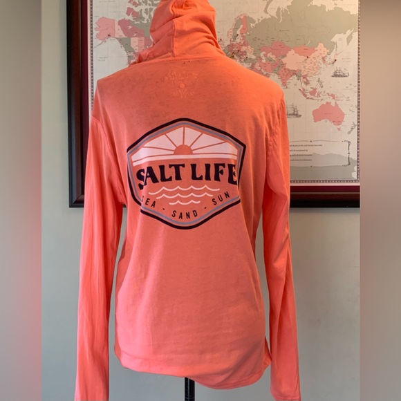 SALT LIFE ladies 100% cotton lightweight Coral color hoodie size Small GUC+ - Picture 1 of 10